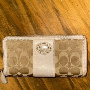 Vintage Coach Signature Stripe Zip Around Wallet